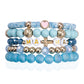 Mini Momo Mommy and Me Bracelets Boho Beaded Multi Set - Matching Bead Jewelry - Blue 