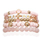 Mini Momo Mommy and Me Bracelets Boho Beaded Multi Set - Matching Bead Jewelry - Pink