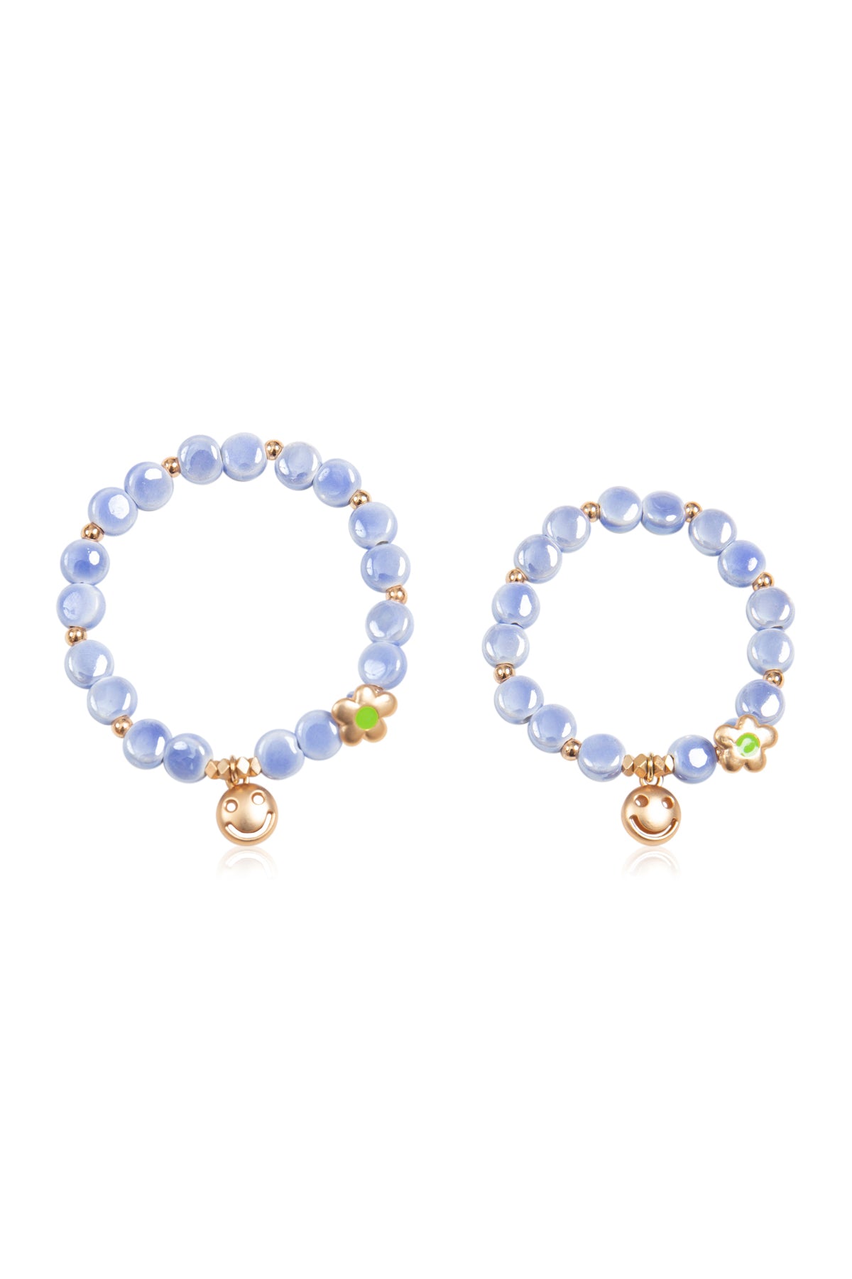 Mini Momo Mommy and Me Bracelets - Matching Bracelet Set for Mother Daughter Gift Jewelry - Main - Smile Light Blue