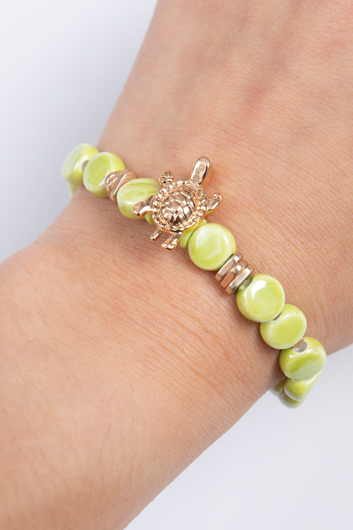 Mini Momo Mommy and Me Bracelets - Matching Bracelet Set for Mother Daughter Gift Jewelry - Front - Turtle Green