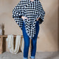 Mini Momo Blanket Shawl Wrap Mommy and Me Matching Cape - Blanket Poncho Buffalo Plaid Warm Cardigan - Lifestyle - Front 