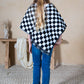 Mini Momo Blanket Shawl Wrap Mommy and Me Matching Cape - Blanket Poncho Buffalo Plaid Warm Cardigan - Lifestyle - Back