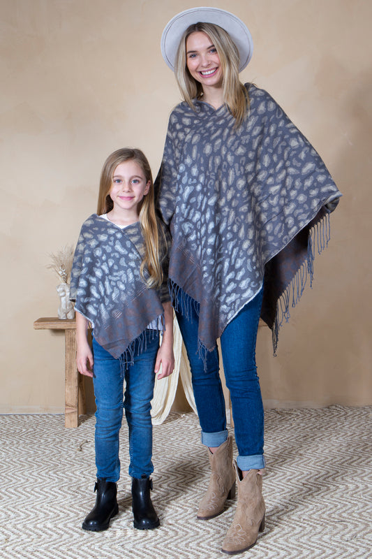 Mini Momo Blanket Shawl Wrap Mommy and Me Matching Cape - Blanket Poncho Buffalo Plaid Warm Cardigan - Lifestyle