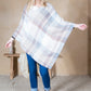 Mini Momo Blanket Shawl Wrap Mommy and Me Matching Cape - Winter Poncho Buffalo Plaid Warm Cardigan - Lifestyle - Front