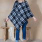 Mini Momo Blanket Shawl Wrap Mommy and Me Matching Cape - Winter Poncho Buffalo Plaid Warm Cardigan - Lifestyle - Front