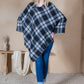 Mini Momo Blanket Shawl Wrap Mommy and Me Matching Cape - Winter Poncho Buffalo Plaid Warm Cardigan - Lifestyle - Front