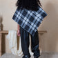 Mini Momo Blanket Shawl Wrap Mommy and Me Matching Cape - Winter Poncho Buffalo Plaid Warm Cardigan - Lifestyle - Back