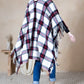 Mini Momo Blanket Shawl Wrap Mommy and Me Matching Cape - Ruana Open Poncho Buffalo Plaid Warm Cardigan - Lifestyle - Back