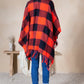 Mini Momo Blanket Shawl Wrap Mommy and Me Matching Cape - Poncho Buffalo Plaid Warm Cardigan - Lifestyle - Back