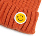 Mini Momo Mommy and Me Hat Matching Beanie - Knit Winter Beanie Sweater Warm Hats for Women and Kids - Front - Smile Orange