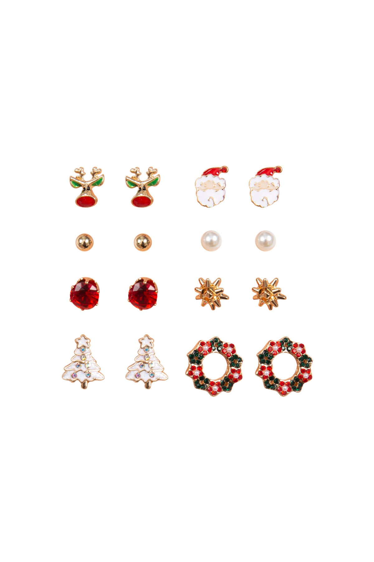 Earring Set for Women Multi Pairs Assorted Multipack - Girl's Stud Earrings Jewelry - Front - Christmas