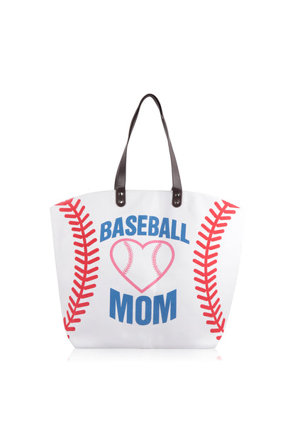 Mini Momo Sports Print Canvas Tote Game Day Bag - Oversized Handbag - Mom Large Shopper - Main - Baseball