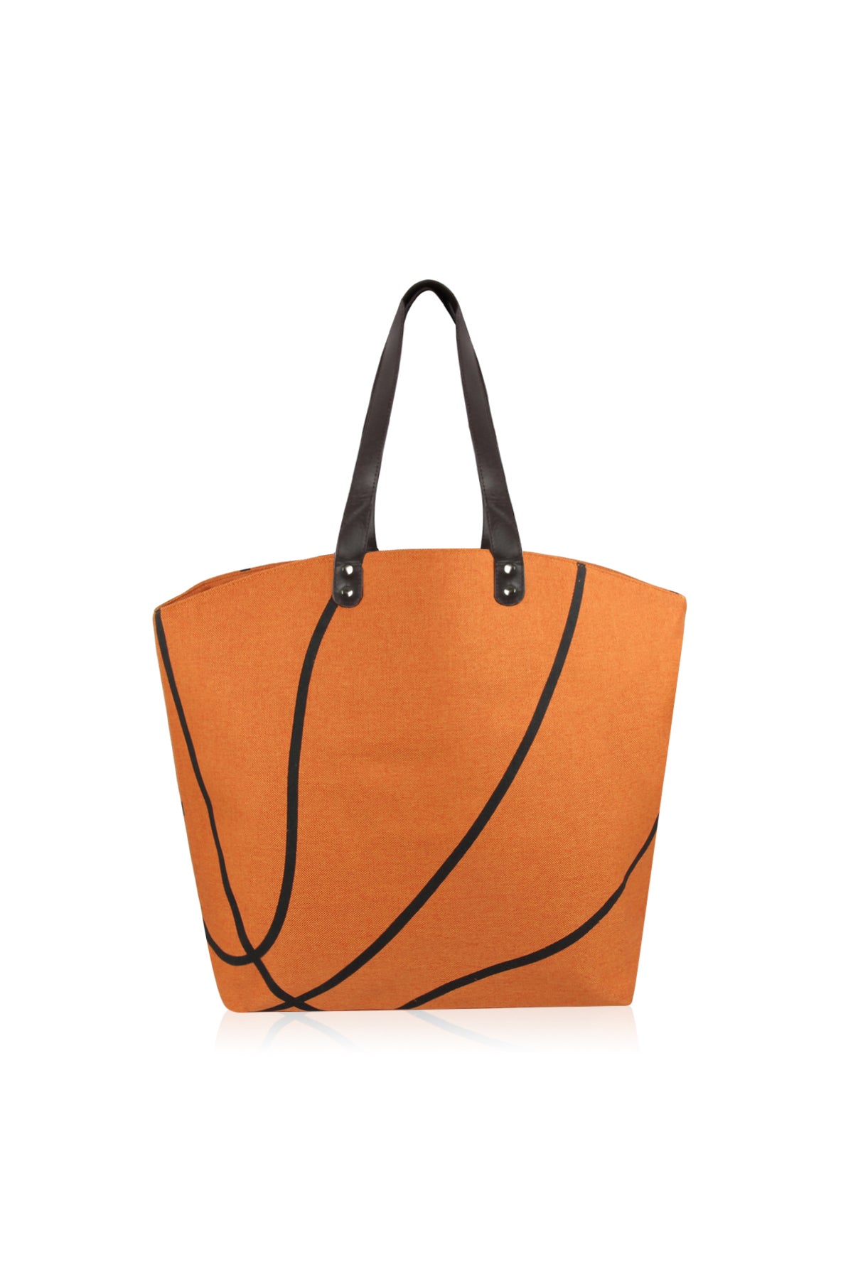 Mini Momo Sports Print Canvas Tote Game Day Bag - Oversized Handbag - Mom Large Shopper - Main - Basketball