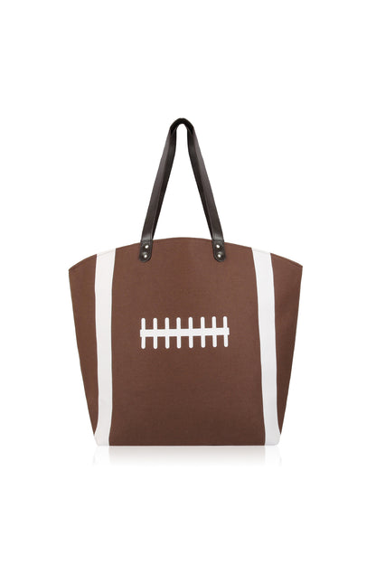 Mini Momo Sports Print Canvas Tote Game Day Bag - Oversized Handbag - Mom Large Shopper - Main - Football