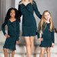 Mommy and Me Dresses - Family Matching Outfits Soft Jersey Pocket Wrap Dress - Lifestyle - Metallic Hunter Green