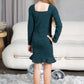 Mommy and Me Dresses - Family Matching Outfits Soft Jersey Pocket Wrap Dress - Back - Metallic Hunter Green